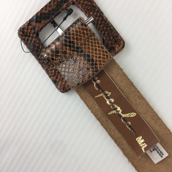FREE PEOPLE Brown Aston Snake Leather Belt - Picture 6 of 6
